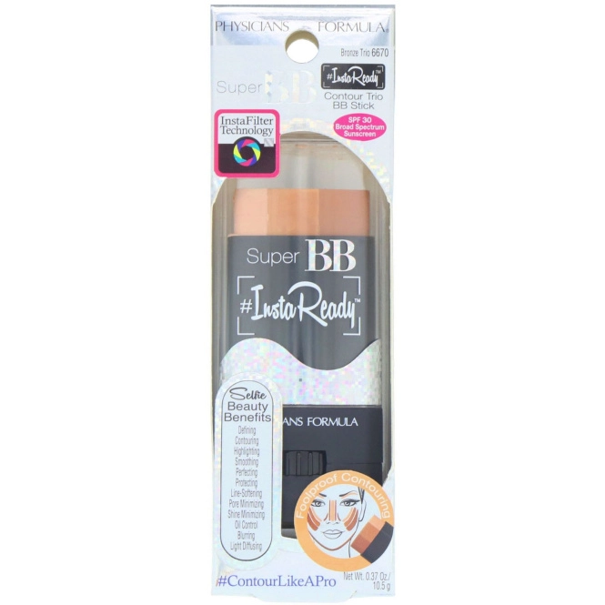 Physicians Formula, Super BB, #InstaReady, контурный трио карандаш BB Stick, фактор защиты SPF 30, бронзовое трио, 0,37 унции (10,5 г)