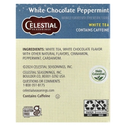 Celestial Seasonings, белый чай, белый шоколад и перечная мята, 20 чайных пакетиков, 25 г (0,9 унции)