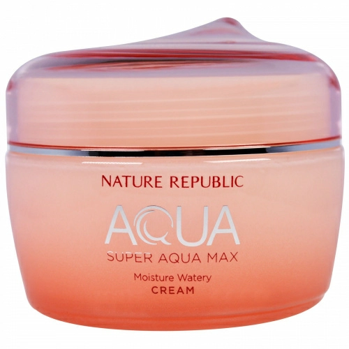 Nature Republic, Аква, Супер Аква Макс, увлажняющий бесцветный крем, 2,7 жидк. унц. (80 мл)