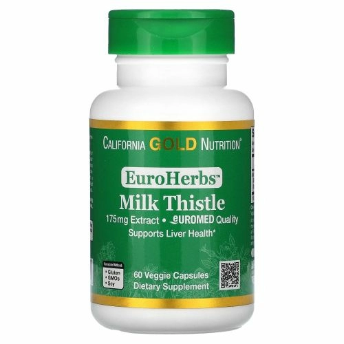 California Gold Nutrition, Экстракт расторопши, 80% силимарина, EuroHerbs, клиническая эффективность, 60 вегетарианских капсул