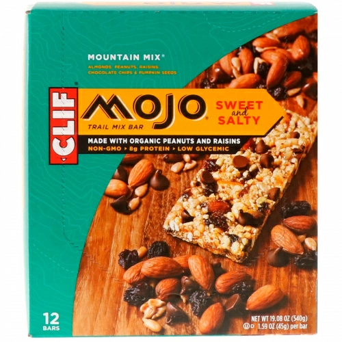 Clif Bar, Mojo, сладкие и соленые батончики, горная смесь, 12 батончиков, 1,59 унции (45 г) каждый