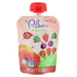 Plum Organics, Organics, яблочное пюре с клубникой и свеклой, 4 пакетика по 90 г