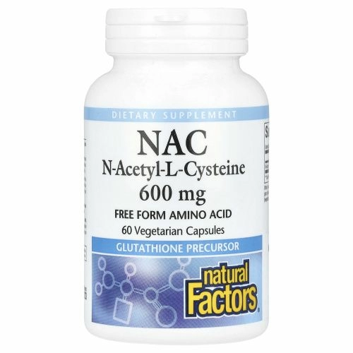 Natural Factors, NAC, N-ацетил-L-цистеин, 600 мг, 60 вегетарианских капсул