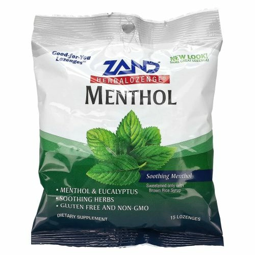 Zand, Ментол, Растительные пастилки, Успокаивающий ментол, 15 пастилок с ментолом