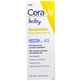 CeraVe, Солнцезащитный лосьон для малышей, фактор защиты SPF 45, 3,5 унции (99 г)