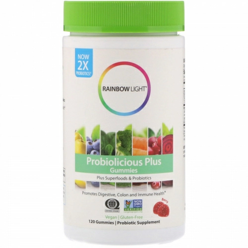 Rainbow Light, Жевательные конфеты Probiolicious Plus, ягоды, 120 жевательных конфет