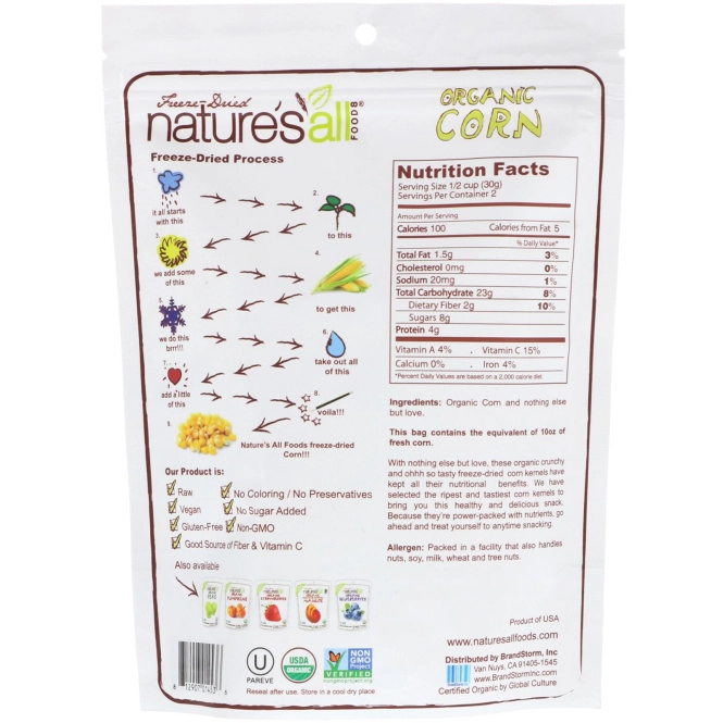 Natierra, Organic Freeze-Dried, Corn, 2.3 oz (65 g)