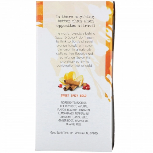 Good Earth Teas, Сладкий и пряный травяной чай, без кофеина, 18 чайных пакетиков, 1,43 унции (40,5 g)