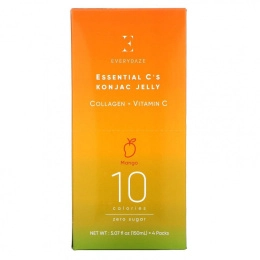 Everydaze, Essential C's Konjac Jelly, манго, 4 пакетика, 150 мл (5,07 жидк. Унции)