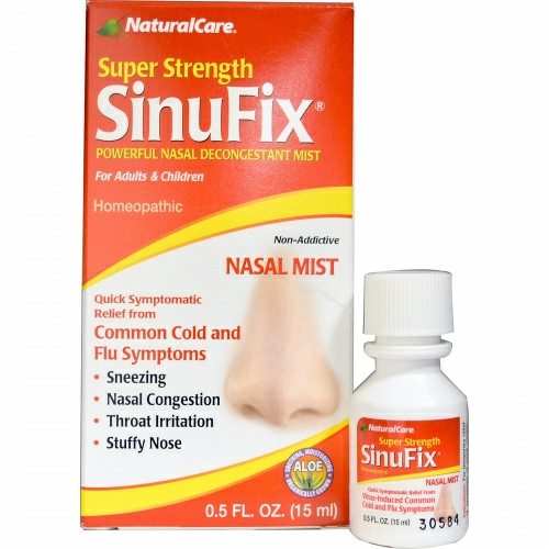 NaturalCare, SinuFix усиленного действия, Эффективный спрей против заложенности носа, 0,5 жидкой унции (15 мл)