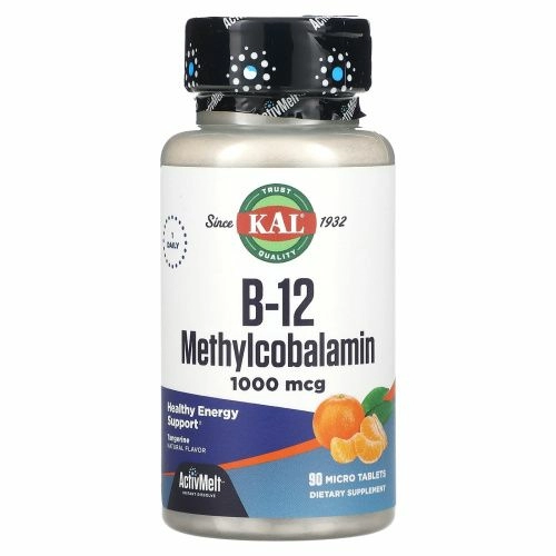 KAL, B-12 метилкобаламин, мандарин, 1000 мкг, 90 микро таблеток