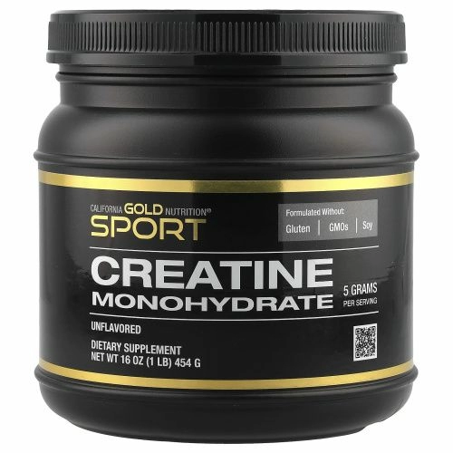 California Gold Nutrition, микронизированный порошок моногидрата креатина, Creapure, без вкуса, без глютена, 16 унций (454 г)