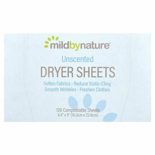 Mild By Nature, антистатические салфетки, без запаха, 120 биоразлагаемых салфеток