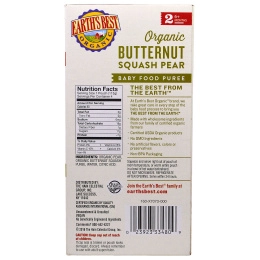 Earth's Best, Органическое детское пюре из мускатной тыквы и груши, для детей от 6 месяцев, 4 пакета по 4,0 унции (113 г)