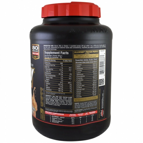 ALLMAX Nutrition, AllWhey Gold, 100% сывороточный белок + премиальный изолят сывороточного белка, соленый карамельный попкорн, 2,27 кг (5 фунтов)