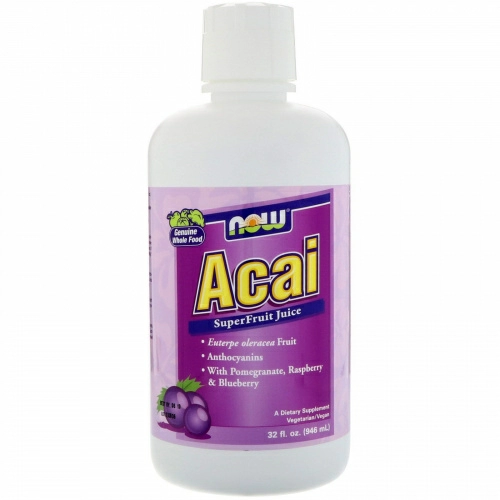 Now Foods, Сок суперфрукта асаи, 32 жидкие унции (946 мл)
