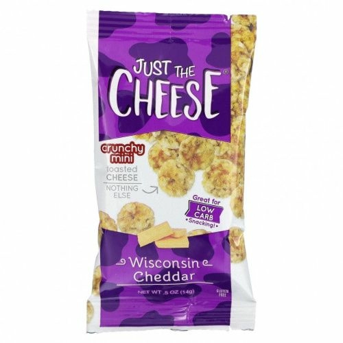 Just The Cheese, Crunchy Mini Toasted Cheese, висконсинский чеддер, 16 пакетиков по 14 г (0,5 унции)