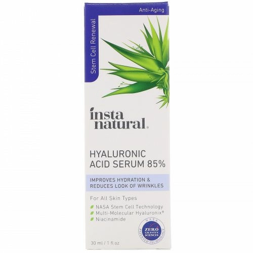 InstaNatural, Сыворотка с гиалуроновой кислотой 85%, с антивозрастным эффектом, 30 мл (1 жидк. унция)
