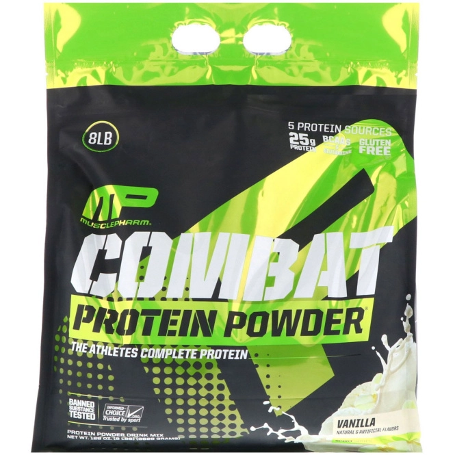 MusclePharm, Протеиновый порошок Combat, ваниль, 8 фунтов (3629 г)