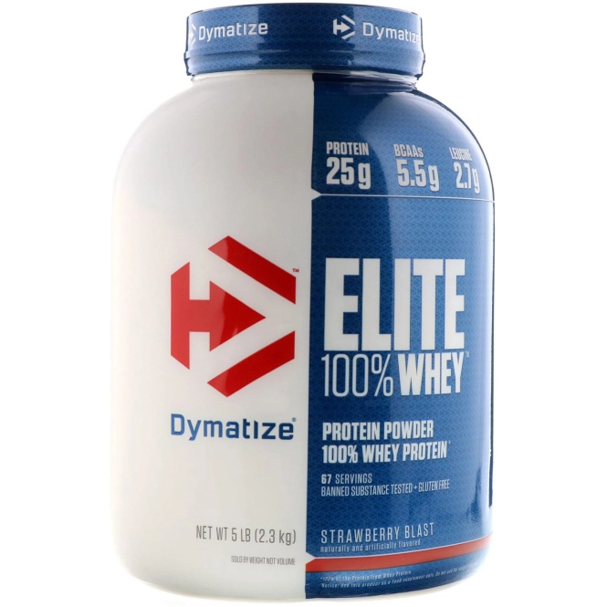 Dymatize Nutrition, Elite 100% Whey Protein, Strawberry Blast, 5 lbs (2.27 kg)