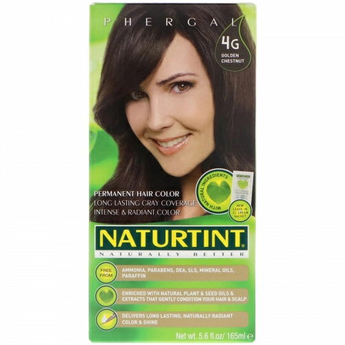 Naturtint, Перманентная краска для волос, 4G золотой каштан, 165 мл