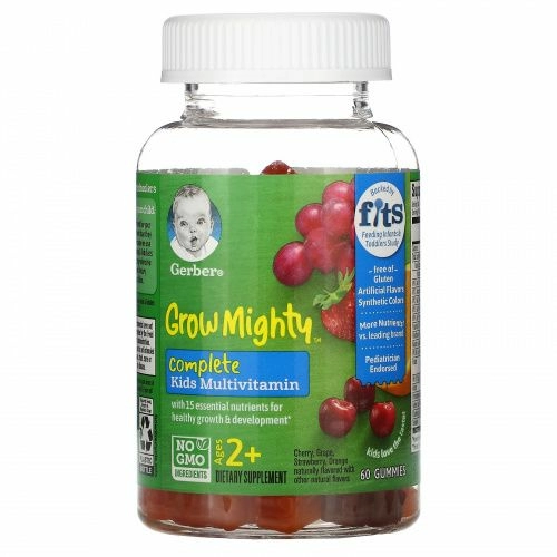 Gerber, Grow Mighty, мультивитаминный комплекс, для детей от 2 лет, 60 жевательных мармеладок