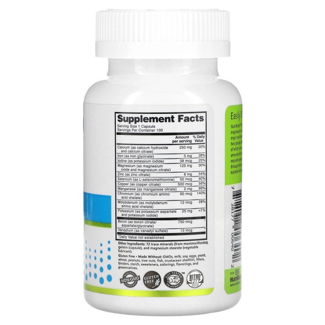 NutriBiotic, Essentials, мультиминерал, 100 капсул без глютена