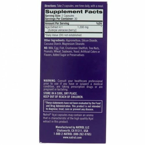 Natrol, AcaiBerry, Super Strength , 1,200 mg, 60 Capsules