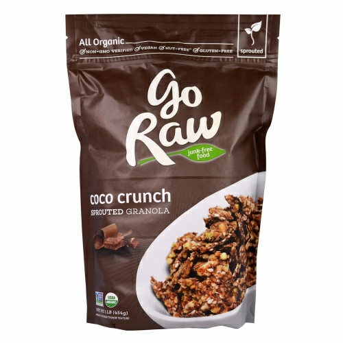 Go Raw, Органическая хрустящая закуска с кокосом, гранола с пророщенными семенами, 1 фунт (454 г)