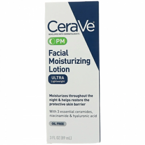 CeraVe, PM Увлажняющий лосьон для лица, 3 жидкие унции (89 мл)
