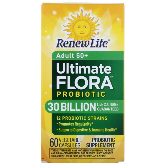 Renew Life, Ultimate Flora Probiotic, Adult 50+, 30 Billion Live Cultures, 60 Vegetable Capsules