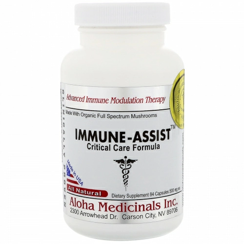 Aloha Medicinals Inc., Immune-Assist, формула для критического ухода, 500 мг, 84 капсул