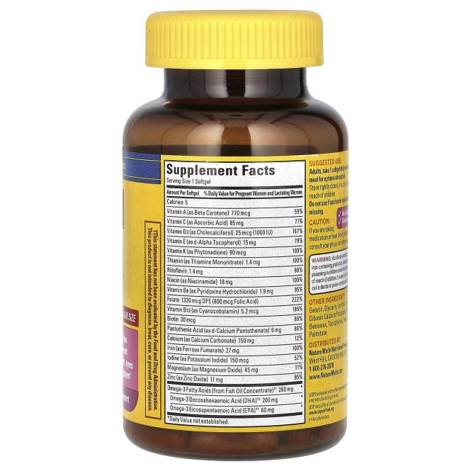 Nature Made, Prenatal Multi + DHA(ДГК), 90 капсул