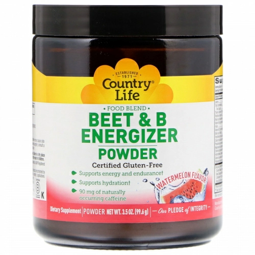 Country Life, Энергетический порошок свеклы и витаминов B, вкус арбуза, 3,5 унции (99,6 г)