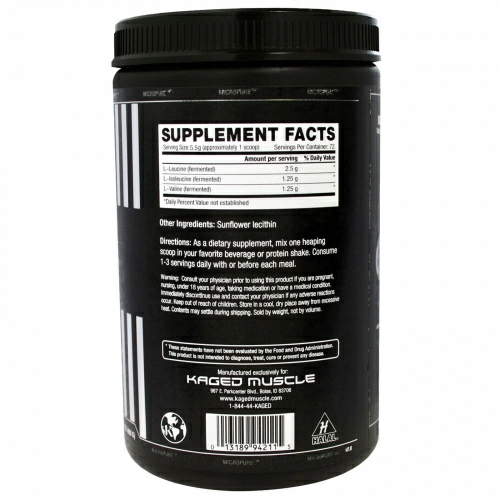 Kaged Muscle, Аминокислоты с разветвленными боковыми цепями (BCAA) в соотношении 2:1:1, без ароматизаторов, 14,1 унции (400 г)