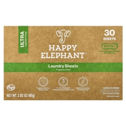 Happy Elephant, Белье для стирки, без отдушек, 30 листов, 80 г (2,82 унции)