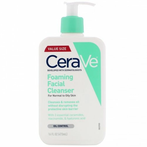 CeraVe, пенка для умывания, для нормальной и жирной кожи, 473 мл (16 жидк. унций)
