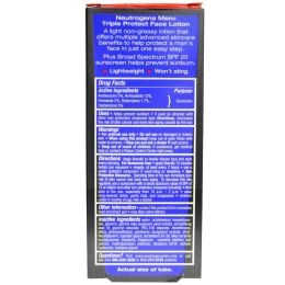 Neutrogena, Лосьон для лица для мужчин, тройная защита, солнцезащитный крем, SPF 20, 1,7 жидких унций (50 мл)