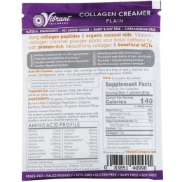 Green Foods Corporation, Vibrant Collagens, коллагеновые сливки с кокосовым молоком, без добавок, 24 г