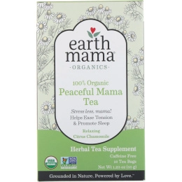 Earth Mama, Organics, 100% Organic Peaceful Mama Tea, Relaxing Citrus Chamomile, 16 Tea Bags, 1.23 oz (35 g)