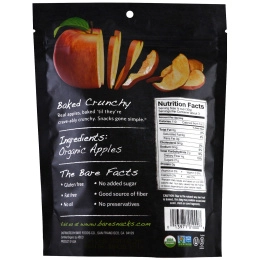 Bare Snacks, Запеченные хрустящие органические яблочные чипсы, фуджи и красные, 3 унции (85 г)