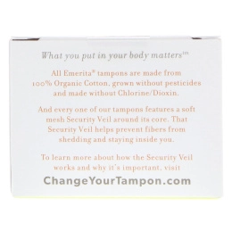 Emerita, Тампоны из органического хлопка, без аппликатора, супервпитывающие, 20 тампонов