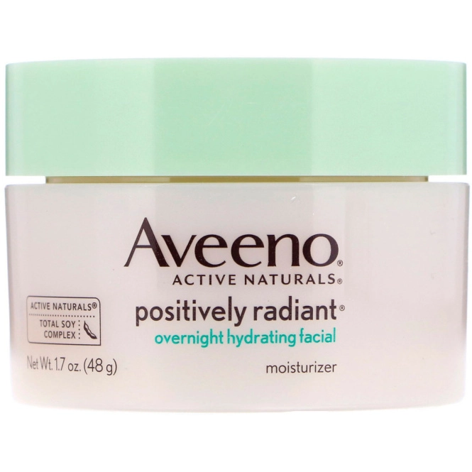 Aveeno, Active Naturals, Positively Radiant, ночной увлажняющий крем для лица, 1,7 унц. (48 г)