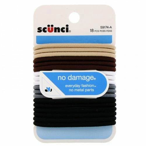 Scunci, Резинки для волос No Damage, хаки, 18 штук