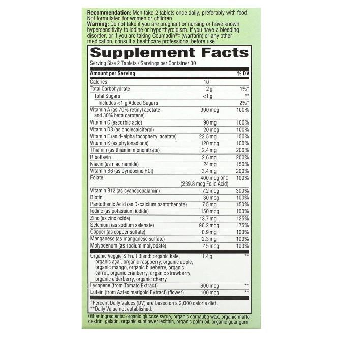 Nature's Way, Alive! Garden Goodness, мультивитамины для мужчин, 60 таблеток