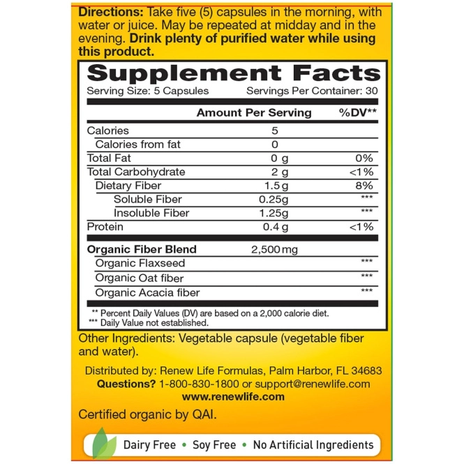 Renew Life, Triple Fiber, 150 Vegetable Capsules