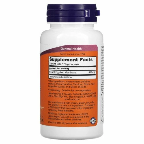 Now Foods, Мембрана яичной скорлупы, 500 мг, 60 растительных капсул