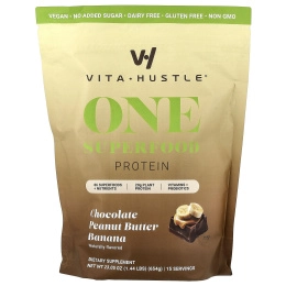 VitaHustle, One Superfood Protein, протеин из суперфудов, шоколад и арахисовая паста с бананом, 654 г (1,44 фунта)