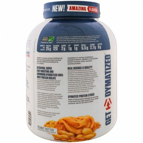 Dymatize Nutrition, ISO 100 Hydrolyzed, 100% Whey Protein Isolate, Peanut Butter, 5 lbs (2.3 kg)