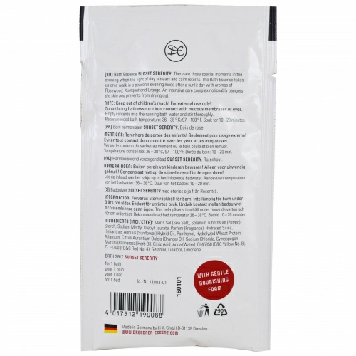 European Soaps, Dresdner Essenz, концентрат для ванны, Sunset Serenity, 2,1 унц. (60 г)